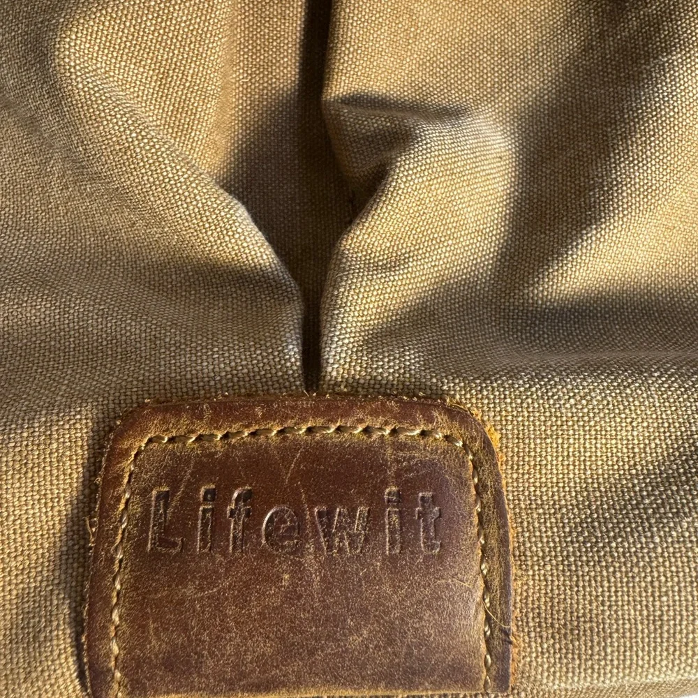 Lifewit Vintage Brown Leather and Canvas Messenger Bag